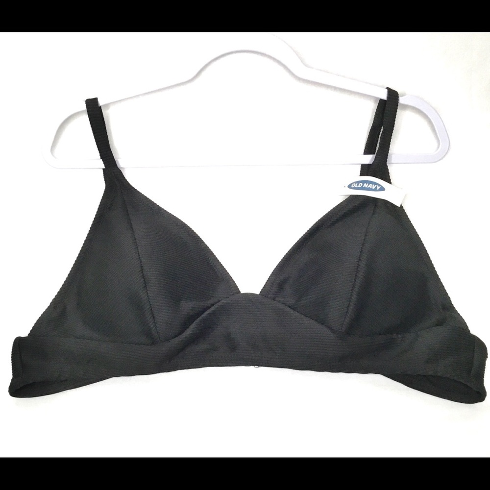 Old Navy Bikini Top XXL Black Triangle Ribbed - Picture 1 of 8